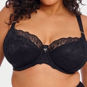 ELOMI 38J BLACK LACE HALF CUP UNDERWIRE BRA